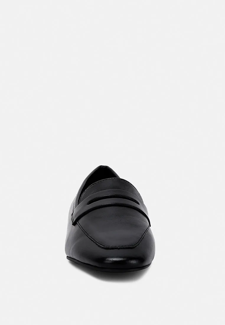 LILIANA Black Classic Leather Penny Loafers