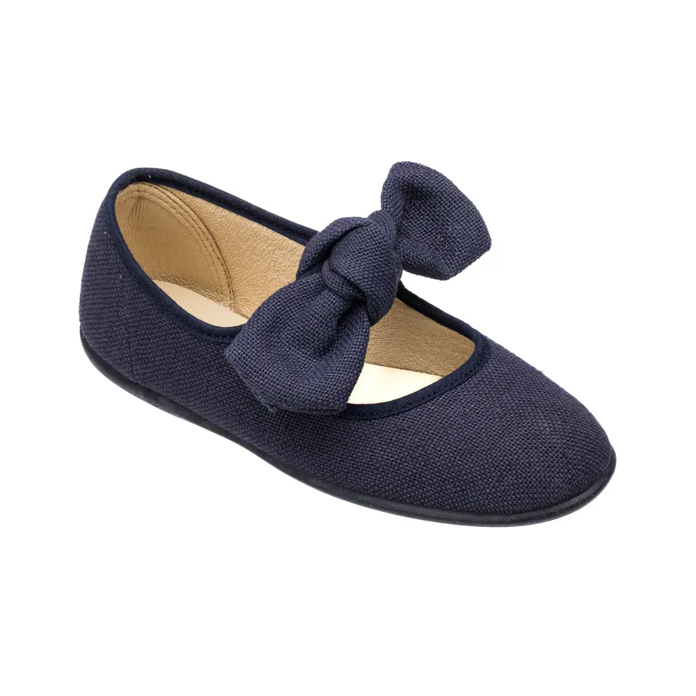 Linen Bow Mary Jane Navy