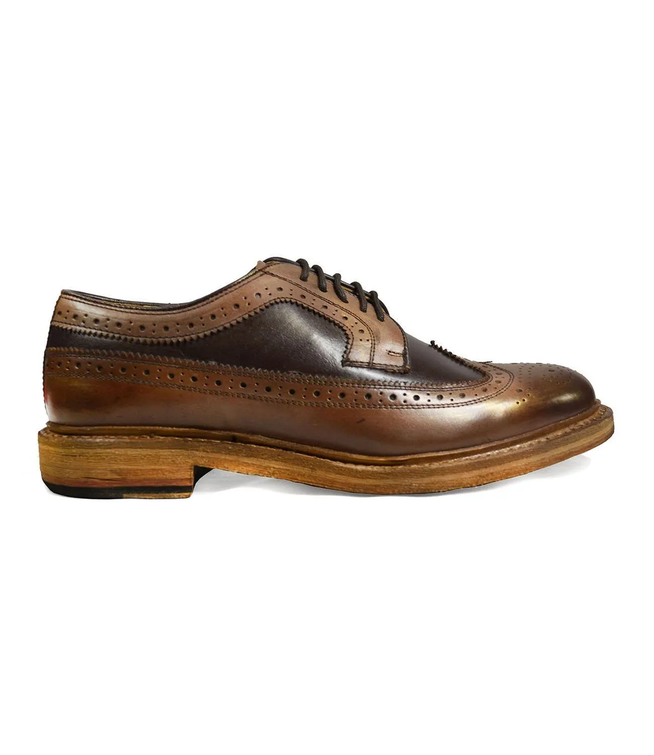 MALDON Tobacco Brown Full Brogue Leather Oxfords