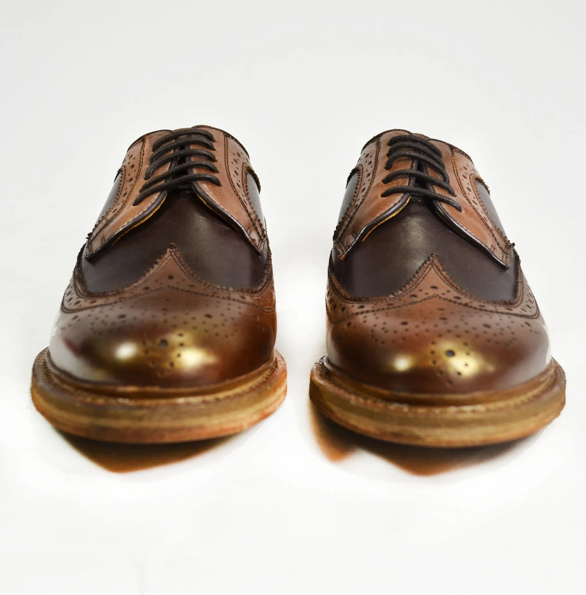 MALDON Tobacco Brown Full Brogue Leather Oxfords