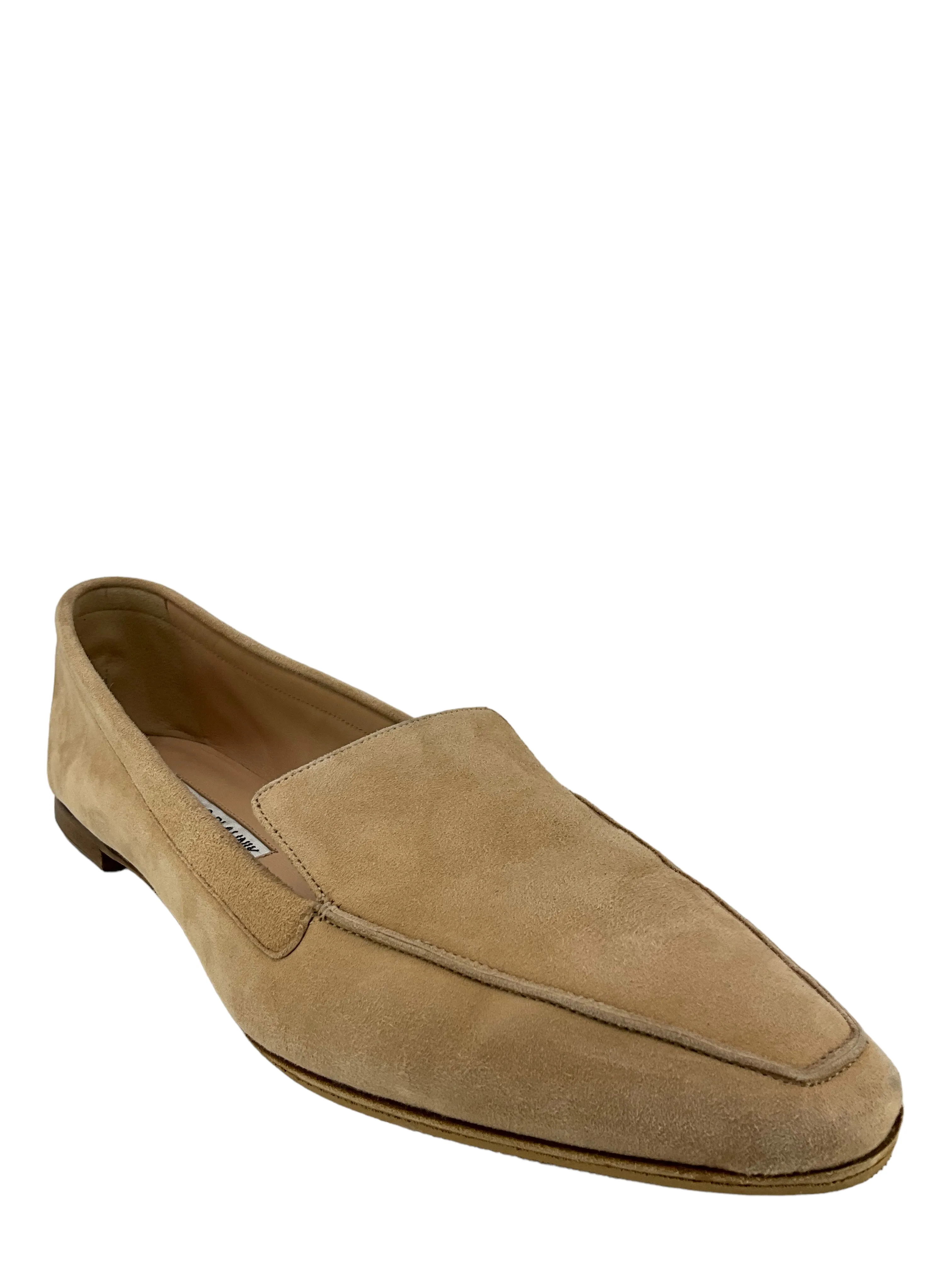 Manolo Blahnik Suede Almond Toe Loafers Size 9