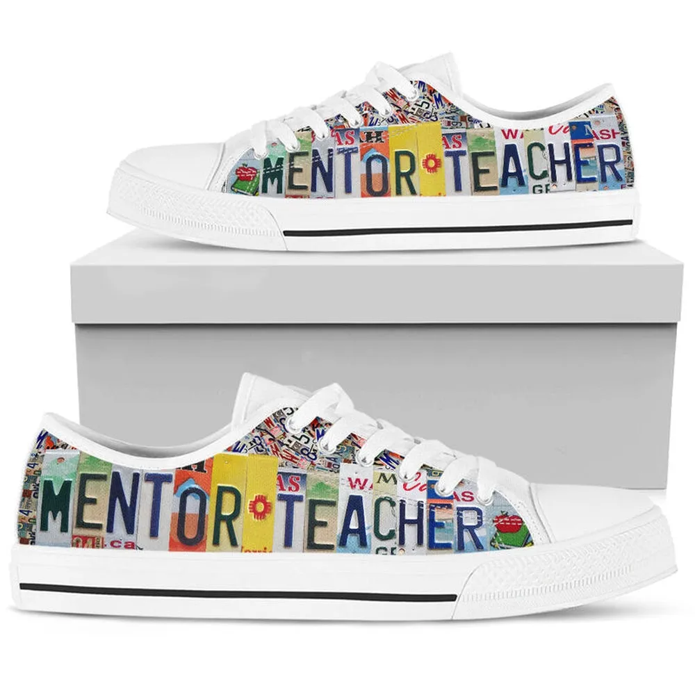 Mentor Teacher License Plates Low Top Shoes, Teacher Shoes, Low Top Sneakers