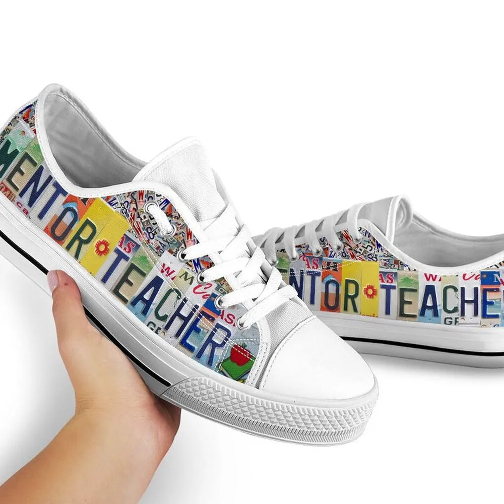 Mentor Teacher License Plates Low Top Shoes, Teacher Shoes, Low Top Sneakers