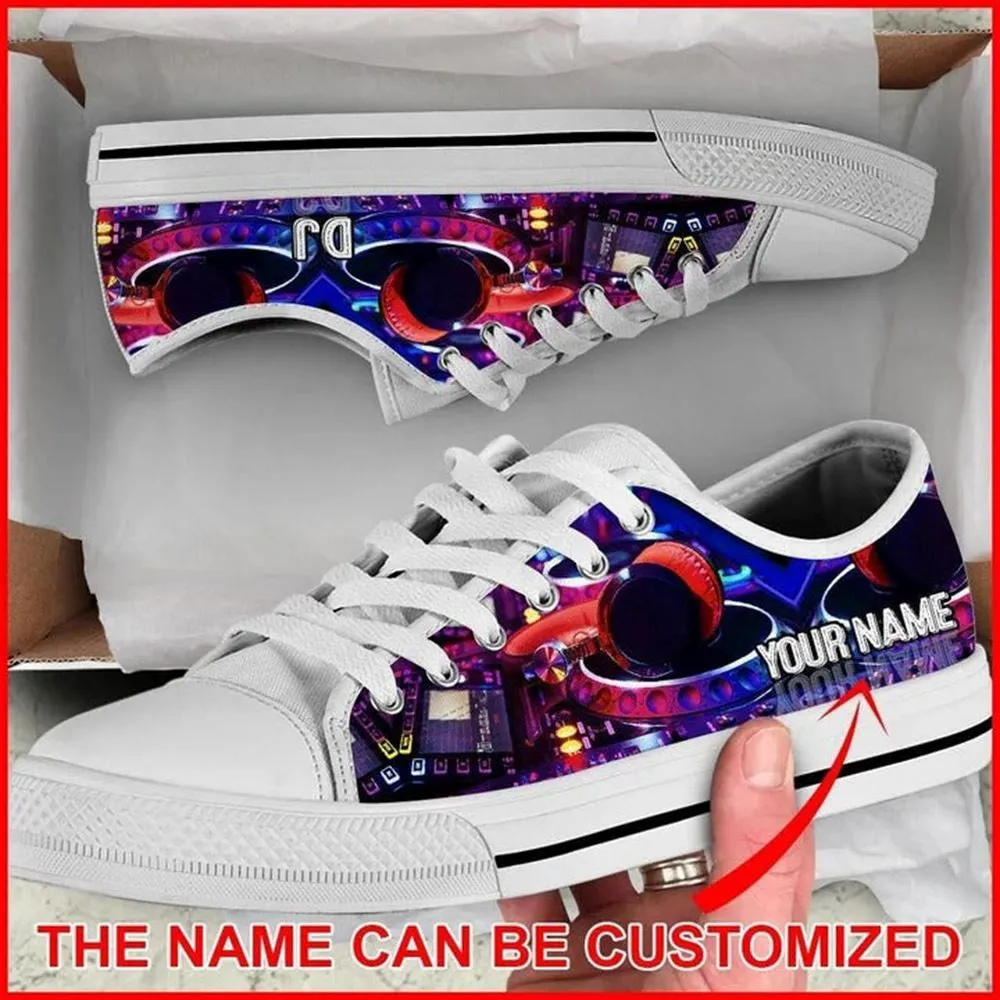 Music DJ Light Personalized Canvas Low Top Shoes, Custom Canvas Shoes, Best Canvas Shoes