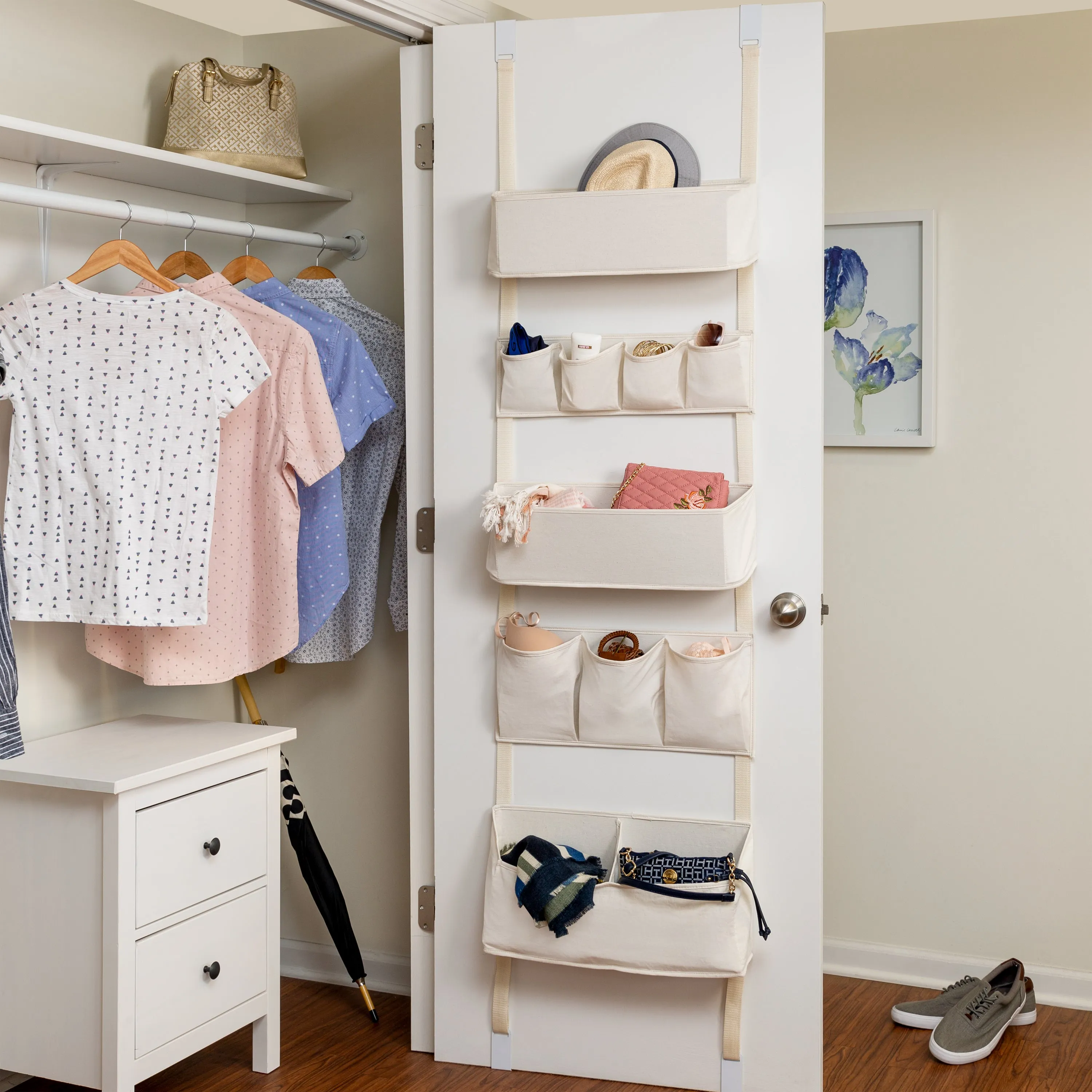 Natural 10-Pocket Over-The-Door Closet Organizer