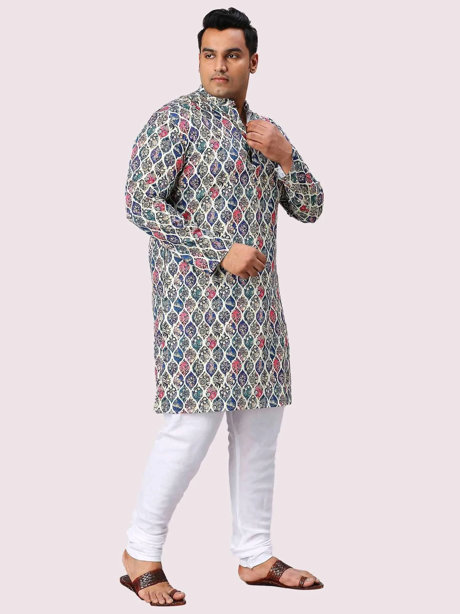 Nature's Charm Digital Printed Men's Plus Size Kurta