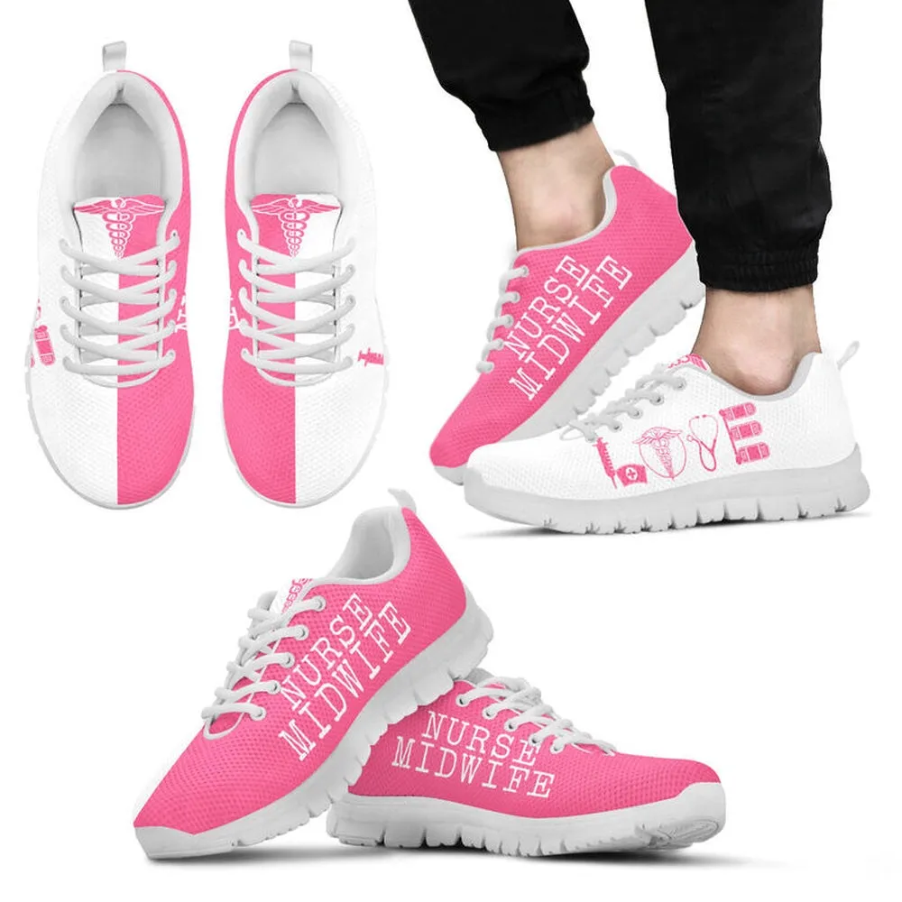 Nurse Sneaker, Nurse Midwife Love Pink White Sneakers, Best Shoes For Nurses