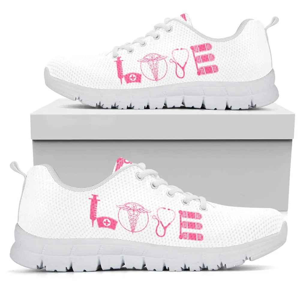 Nurse Sneaker, Nurse Midwife Love Pink White Sneakers, Best Shoes For Nurses