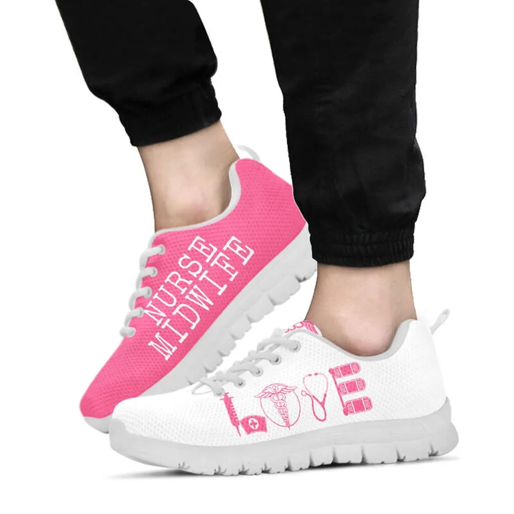 Nurse Sneaker, Nurse Midwife Love Pink White Sneakers, Best Shoes For Nurses