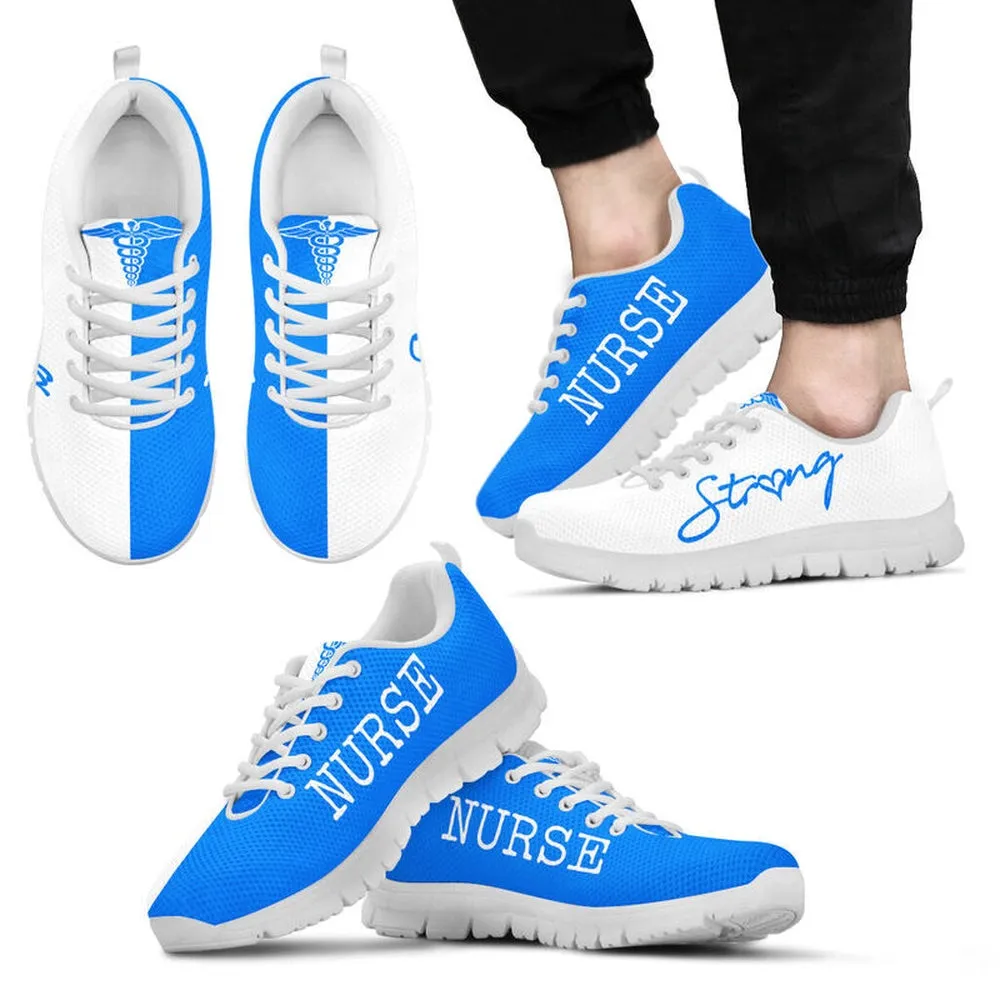 Nurse Sneaker, Nurse Strong Blue White Sneakers Shoes, Best Shoes For Nurses