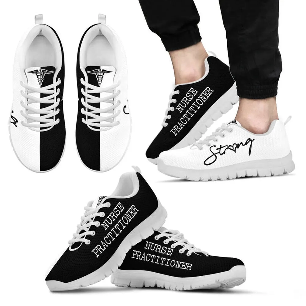 Nurse Sneaker, Nurse Strong Practitioner Black White Sneakers, Best Shoes For Nurses