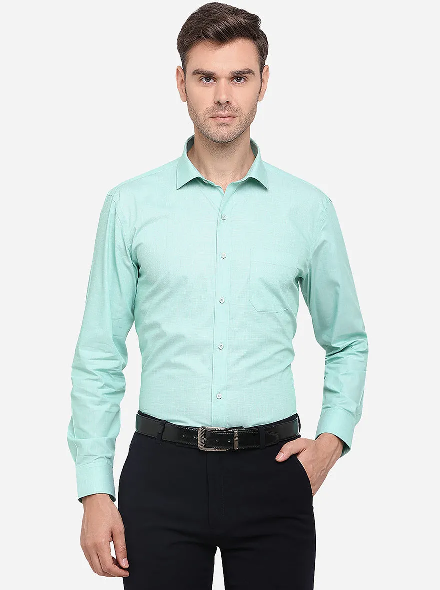 Pastel Green Solid Regular Fit Formal Shirt | Greenfibre