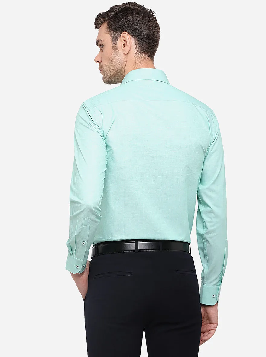 Pastel Green Solid Regular Fit Formal Shirt | Greenfibre