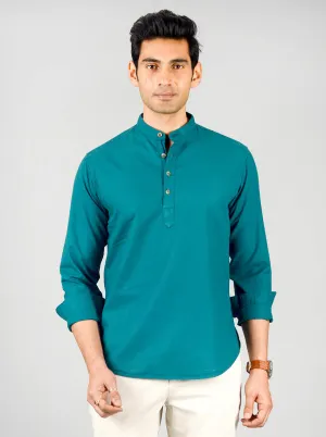 Pine Solid Slim Fit Short Kurta | Greenfibre