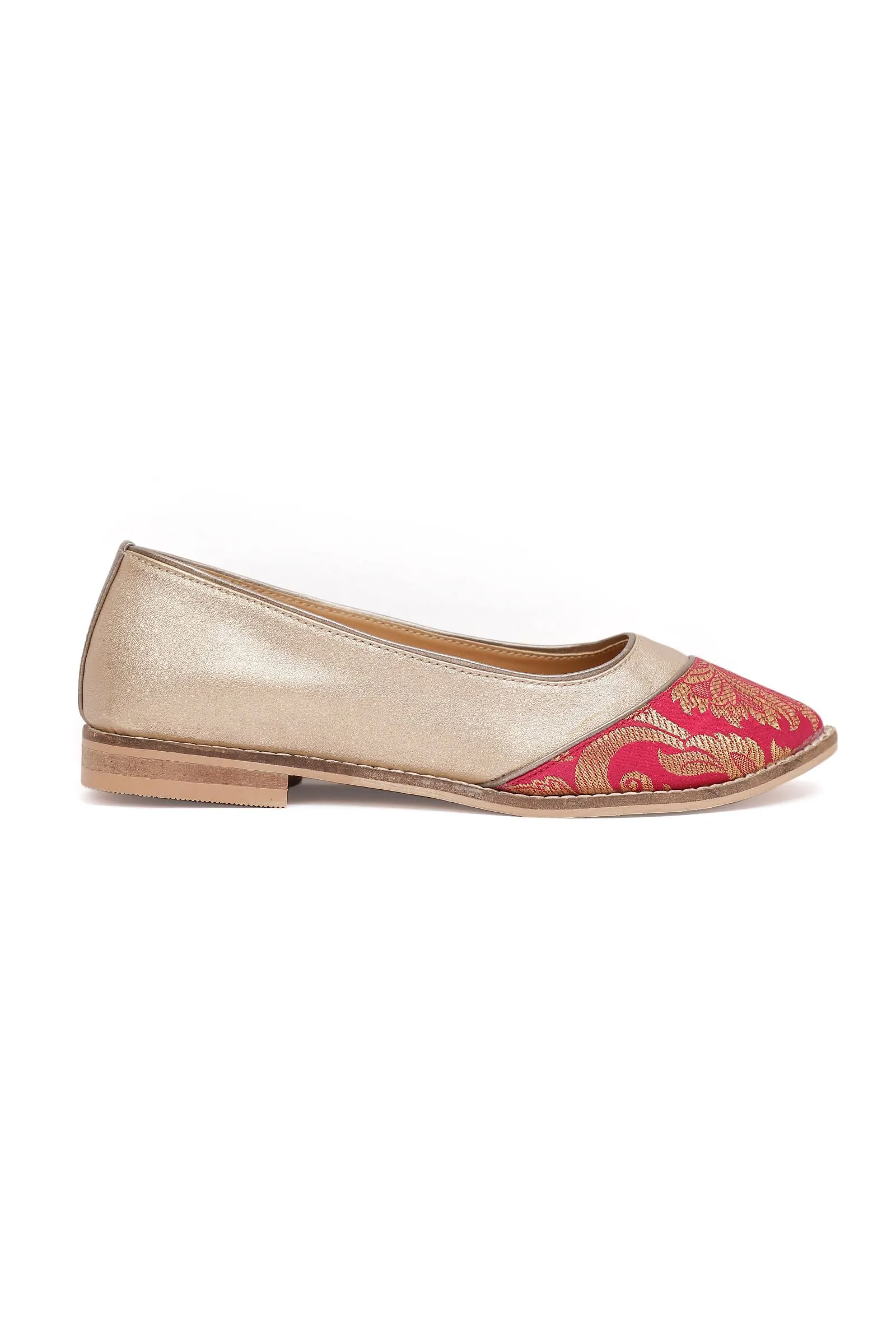 Pink Brocade with Gold Loafers