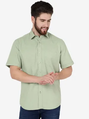 Pista Green Solid Slim Fit Semi Casual Shirt | JadeBlue