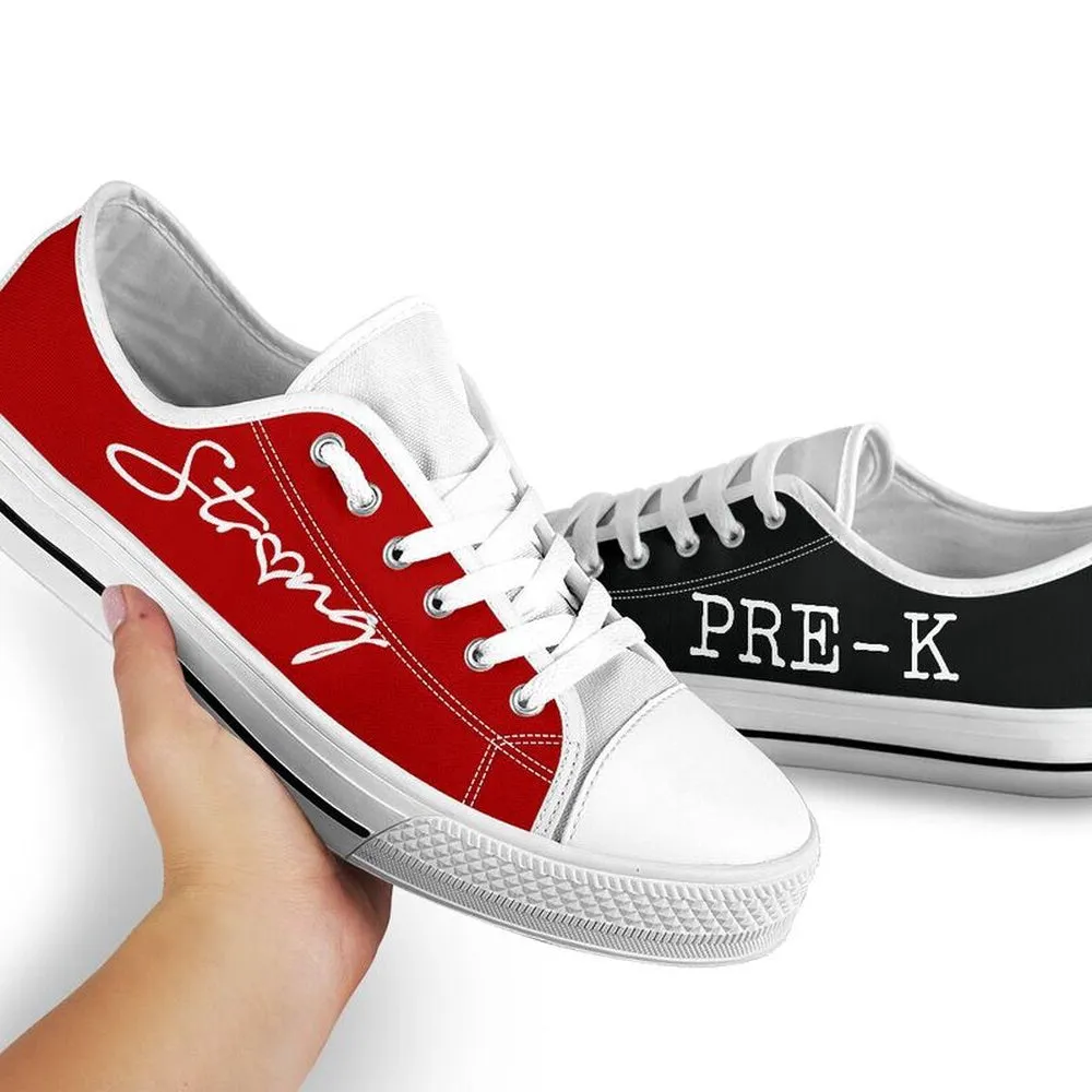 Pre K Strong Red Black Shoes, Teacher Shoes, Low Top Sneakers