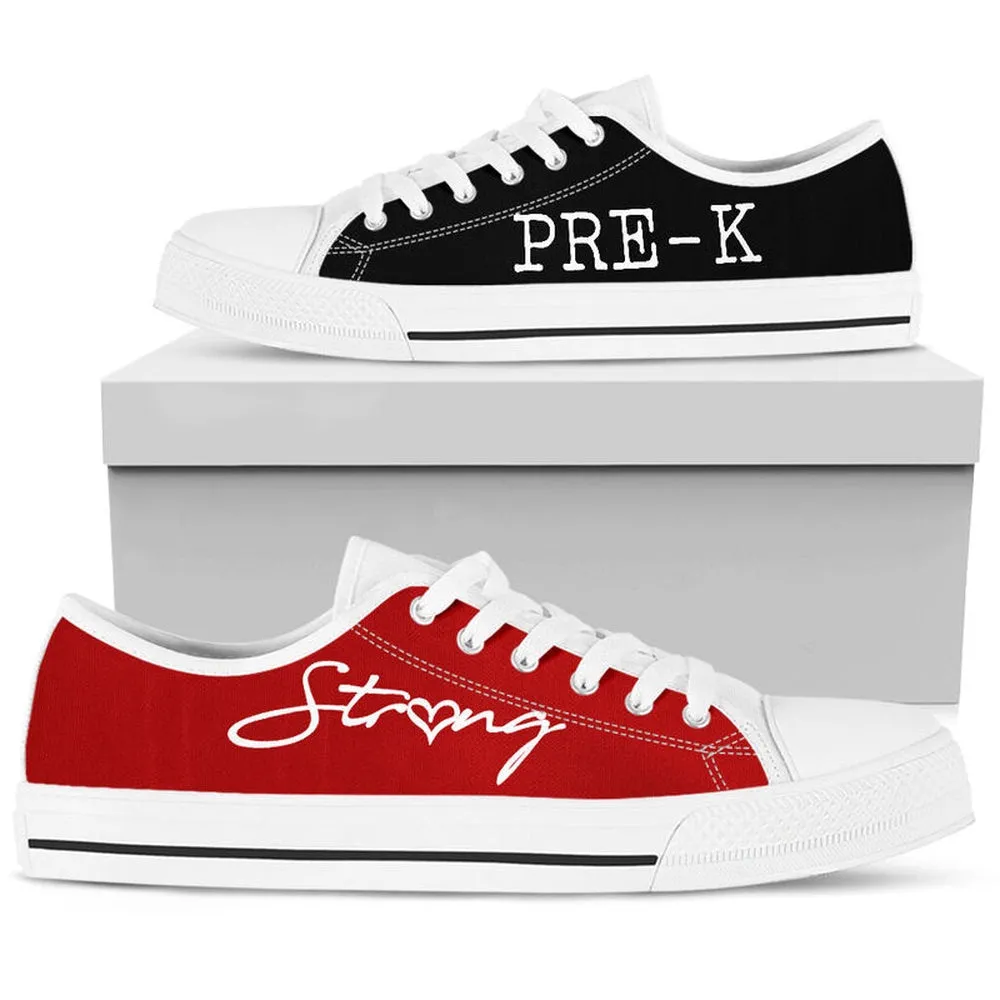 Pre K Strong Red Black Shoes, Teacher Shoes, Low Top Sneakers