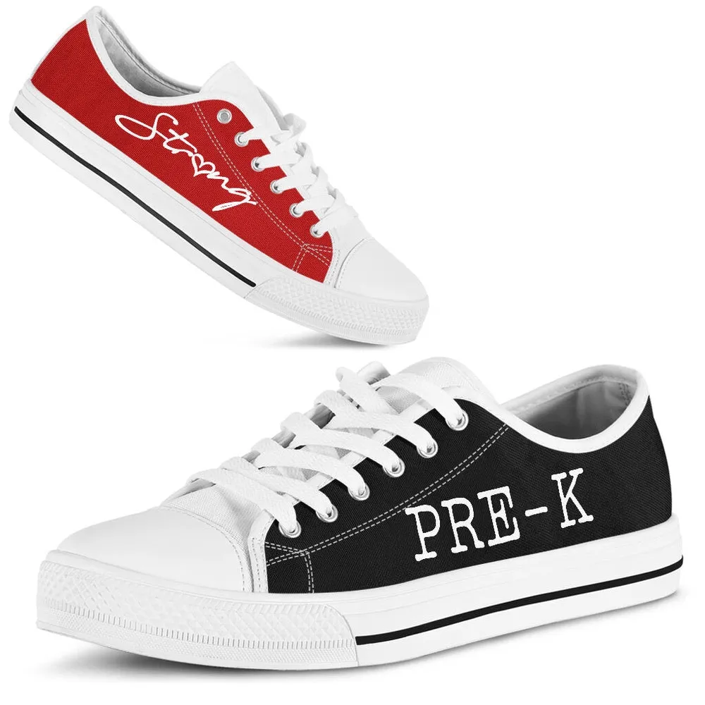 Pre K Strong Red Black Shoes, Teacher Shoes, Low Top Sneakers