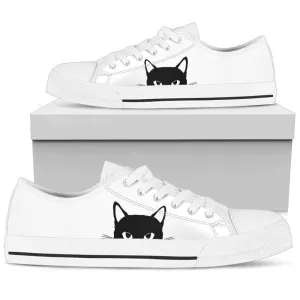 Quirky Cat Lover Sneakers Funny Low Top Shoes For Feline Enthusiasts, Cat Canvas Shoes