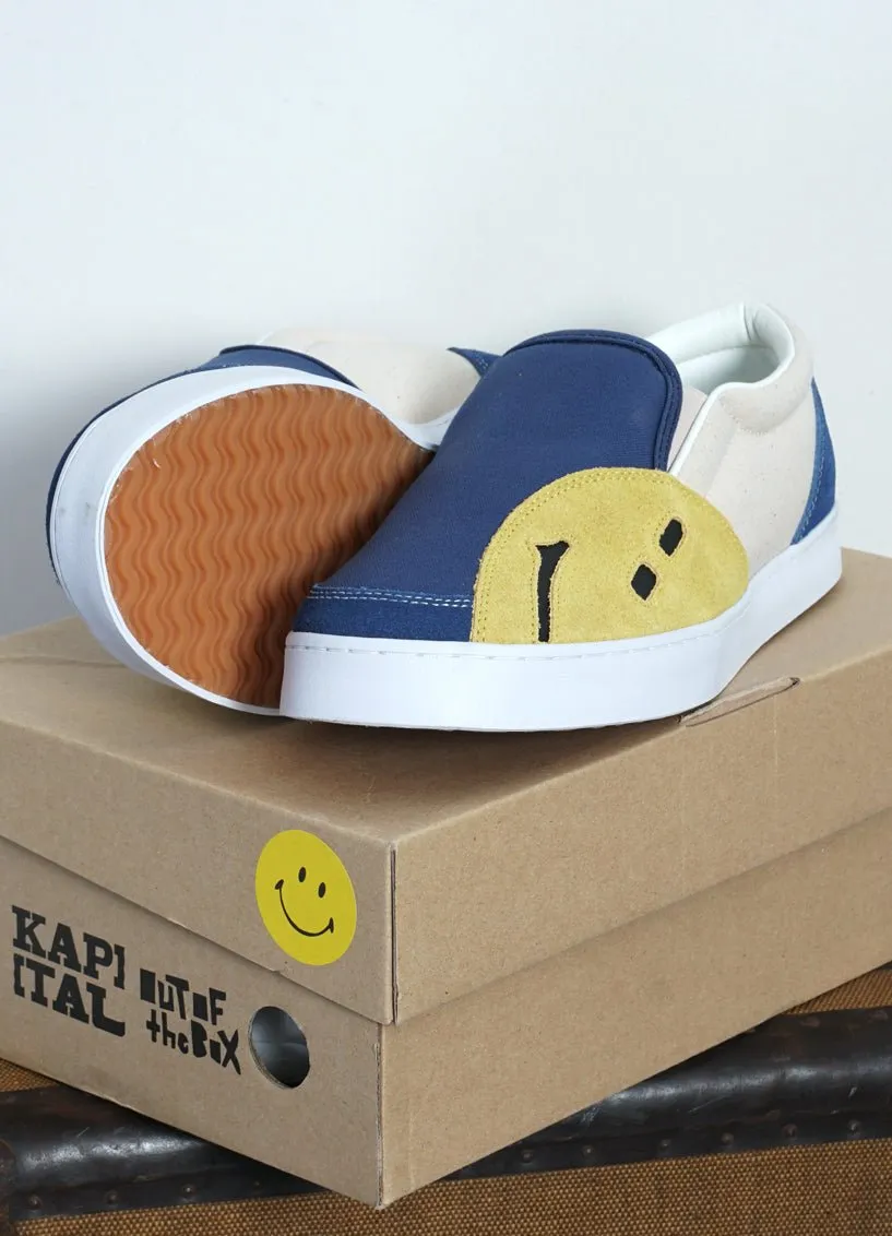 RAIN SMILE | Slop On Shoes | Ecru x Blue