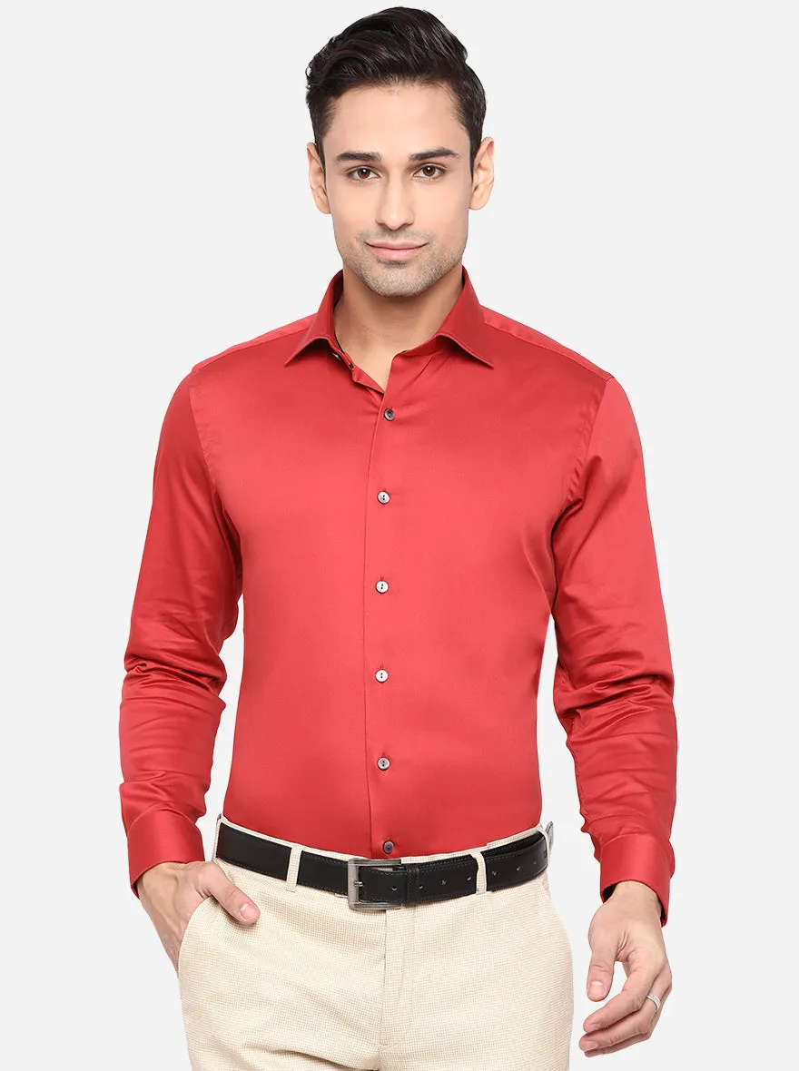 Rust Solid Slim Fit Party Wear Shirt | Wyre