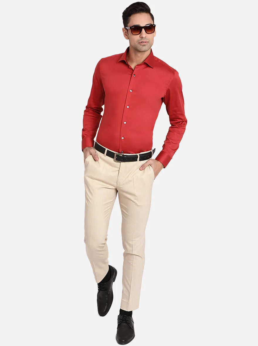 Rust Solid Slim Fit Party Wear Shirt | Wyre