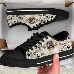 Shih Tzu Dog Pattern Brown Low Top Shoes Canvas Sneakers Casual Shoes, Dog Printed Shoes, Canvas Shoes For Men, Women