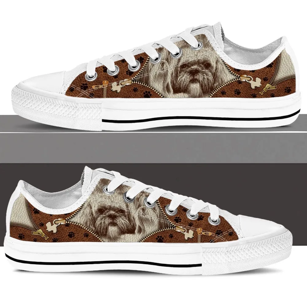 Shih Tzu Low Top Shoes - Low Top Sneaker - Dog Walking Shoes Men Women, Dog Printed Shoes, Canvas Shoes For Men, Women