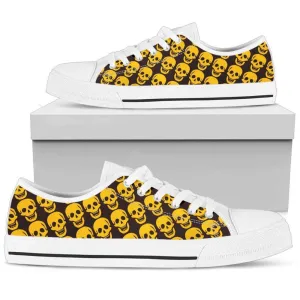 Shop Trendy Yellow Skull Pattern Low Top Shoes , Low Top Sneaker, Low Top Canvas Shoes