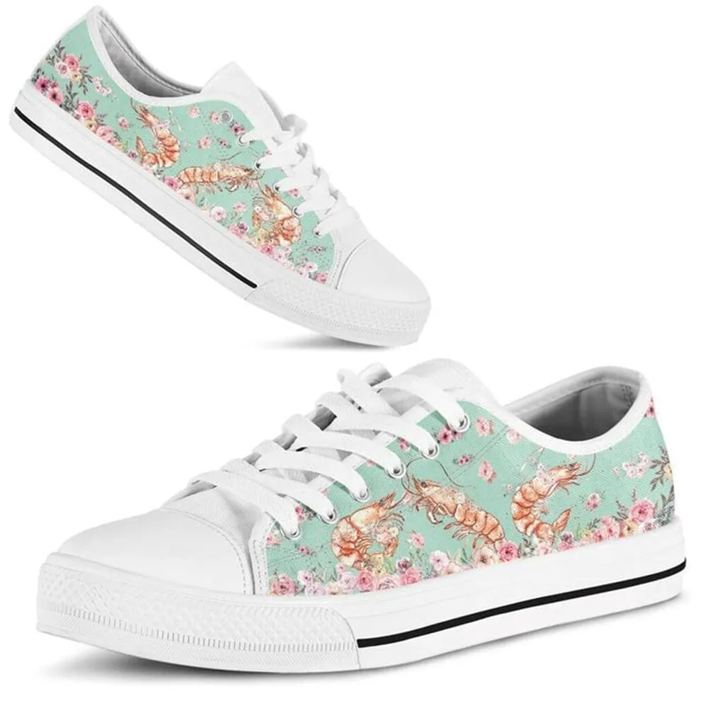 Shrimp Sea Flower Watercolor Low Top Shoes, Low Top Sneaker, Low Top Canvas Shoes