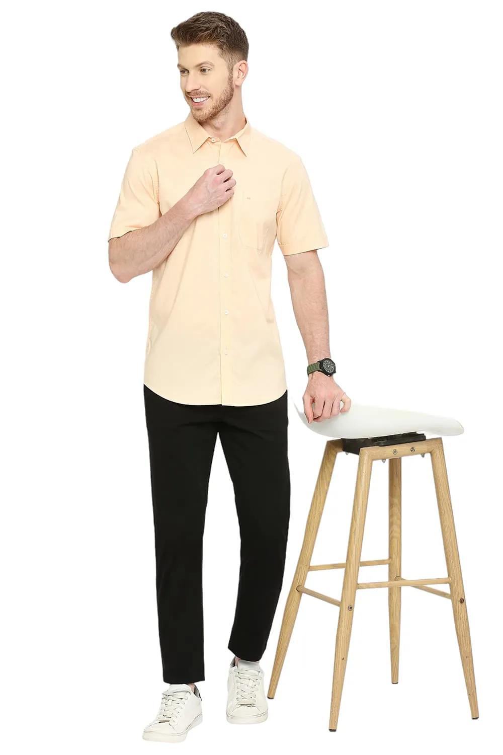 Slim Fit Cotton Oxford Halfsleeves Shirt