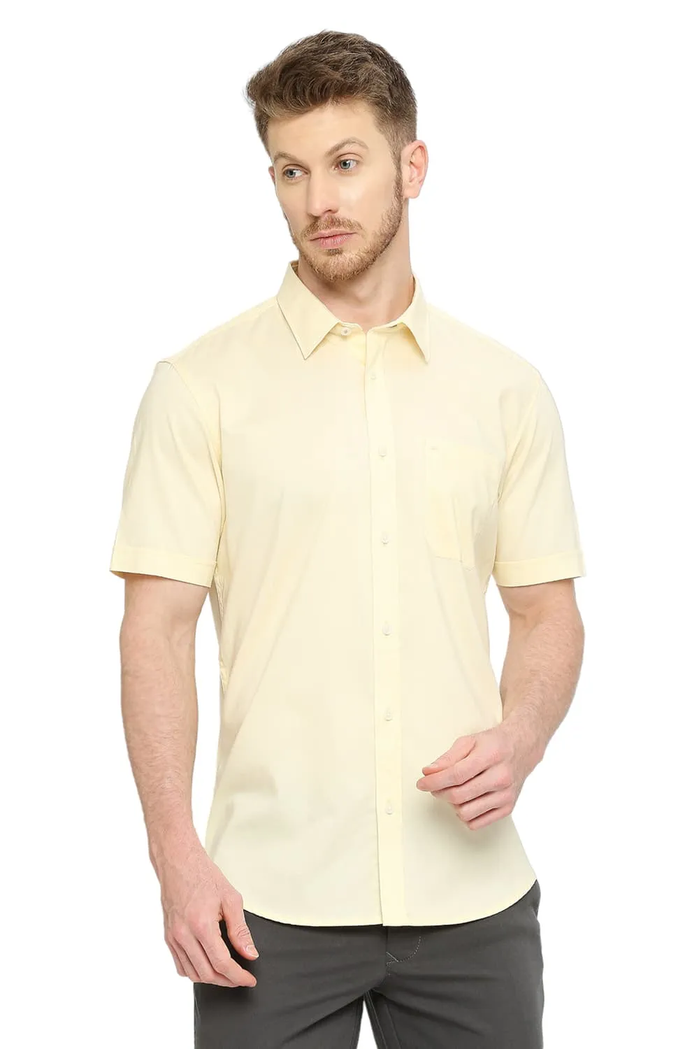 Slim Fit Cotton Oxford Halfsleeves Shirt