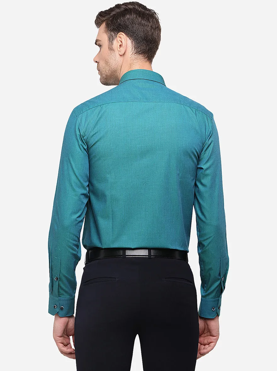 Teal Green Solid Regular Fit Formal Shirt | Greenfibre