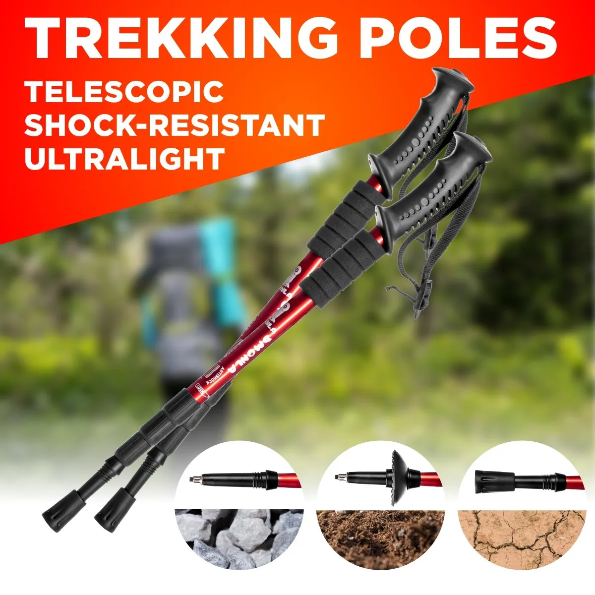 Telescopic Shock-Resistant Ultralight Trekking Poles 2PCS