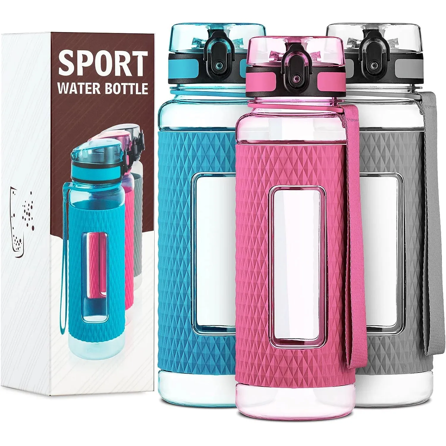 Tritan Water Bottle - 32Oz Bpa-Free with Silicone Sleeve, Fruit Infuser, and Leak-Proof Flip Top