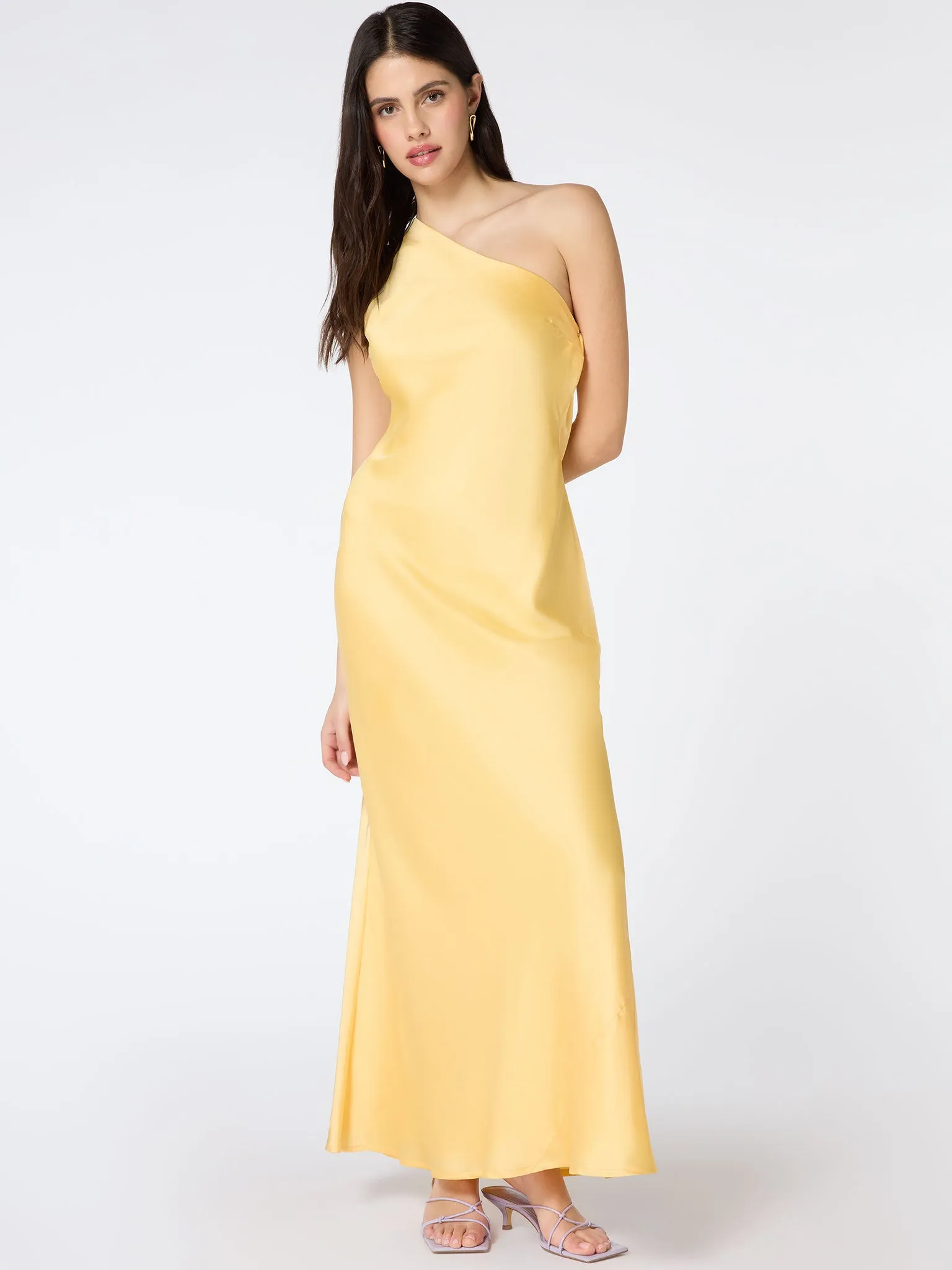 Uma One Shoulder Dress in Lemon Yellow