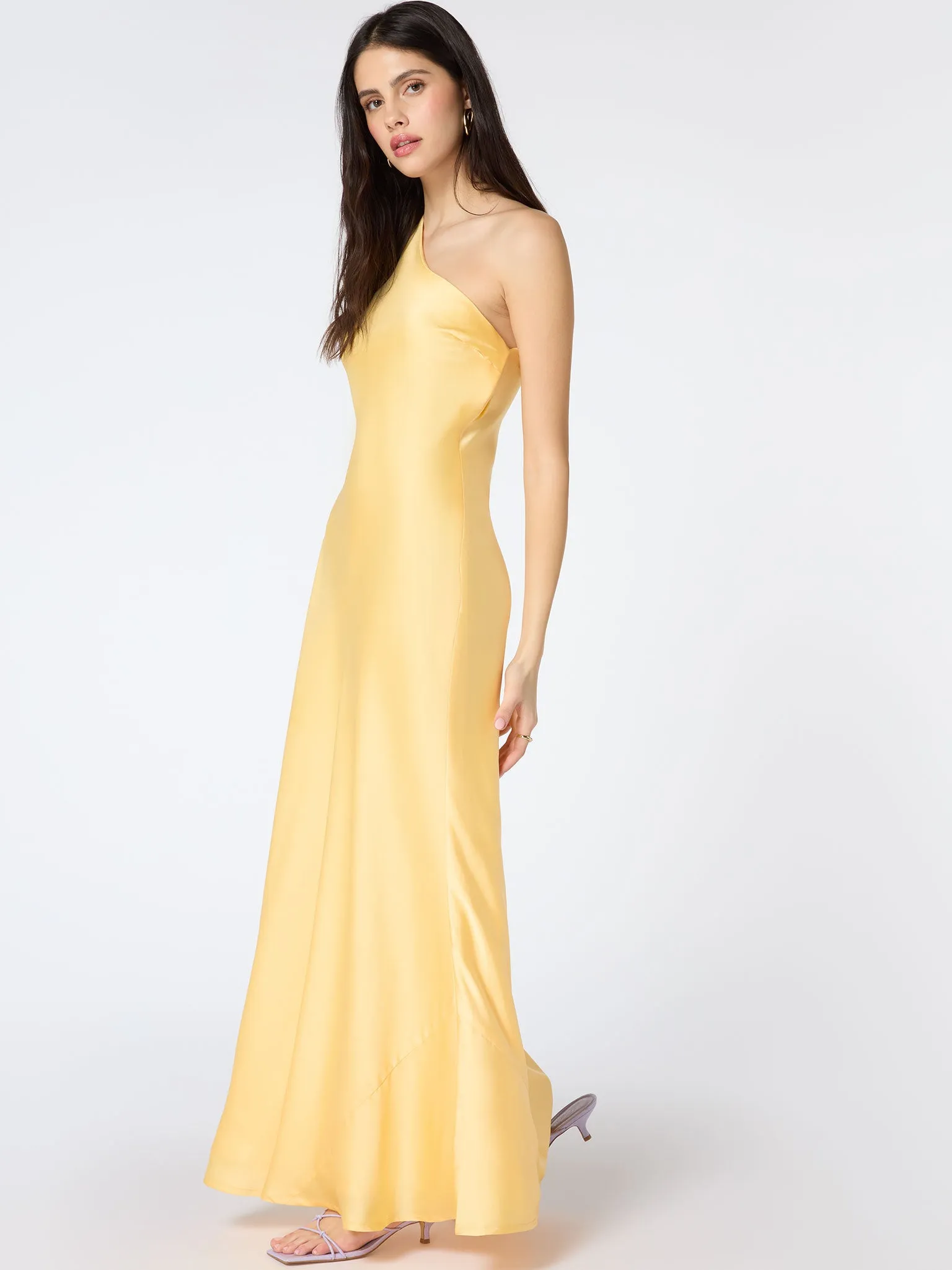 Uma One Shoulder Dress in Lemon Yellow