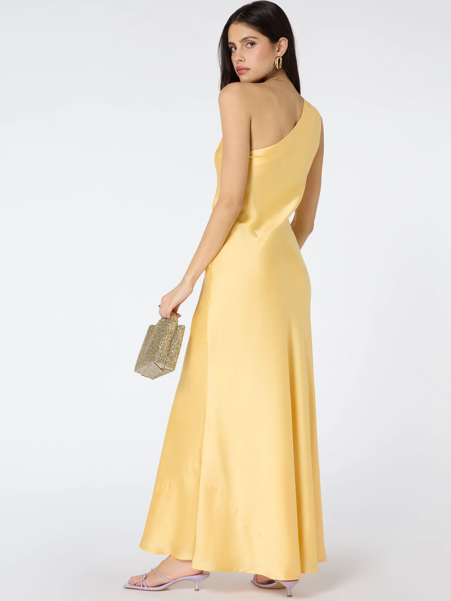 Uma One Shoulder Dress in Lemon Yellow