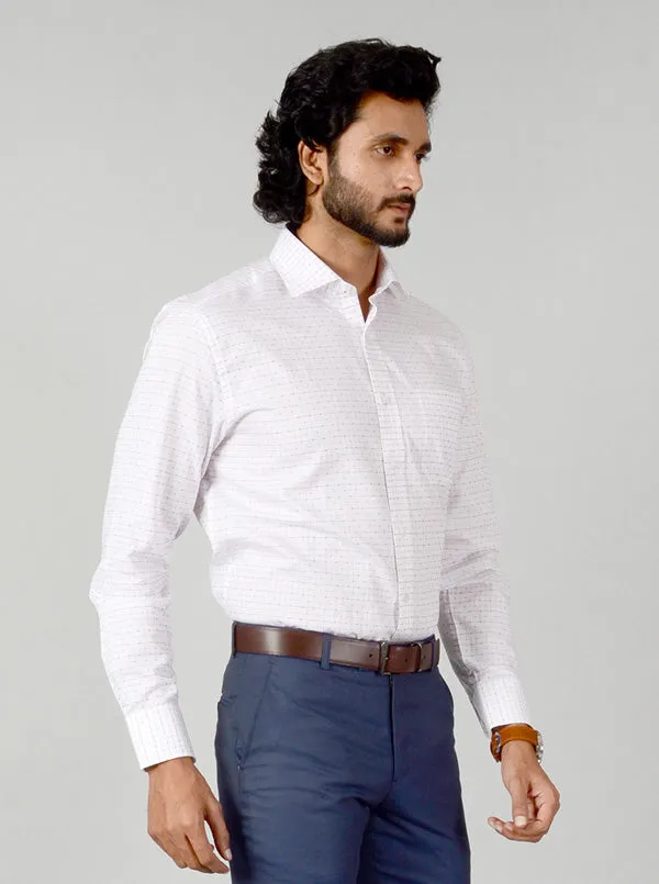 White & Red Checked Slim Fit Formal Shirt | JadeBlue